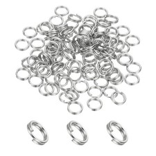 Round Split Ring, 100 Pcs 7 mm Small Split Ring with Double Loop, Silver