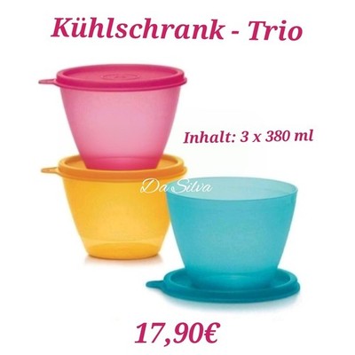 Tupperware Kühlschrank Trio / Frische-Behälter 3 x 380 ml Bunt NEU