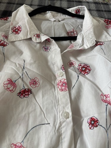Cotton Traders White Floral Shirt / Blouse Size 22 - Ladies - Imagen 6 de 8