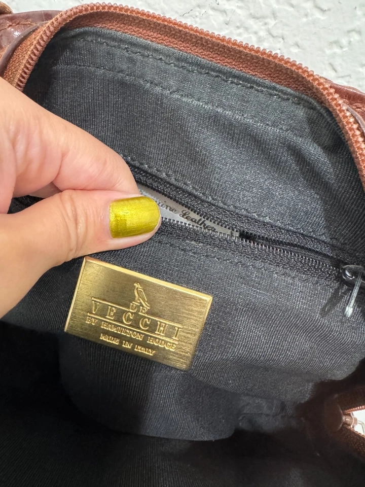 Bolso Bandolera De Vecchi by Hamilton Hodge Italiano Cuero Tejido De Colección Foto 3 de 4