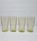 Set 4 Federal Glass Madrid Yellow Depression Glass 12 Oz Iced Tea Glasses 1930s