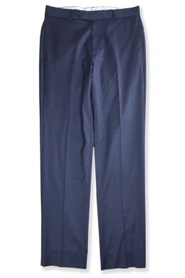 Brooks Brothers H Blue Reg Fit Reda Wool Flat Front Wool Pants,  32W 32L BB-4600