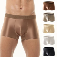 Men Ice Silk Underwear Breathable Boxer Shorts Seamless Satin Soft Briefs M-XXXL