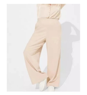 1R Studio Torrid Pull On Wide Leg Refined Crepe Cream Ivory Women's Pants Suit