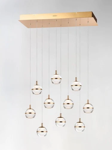 ET2 Swank 31 1/4"W Aged Brass 10-Light LED Island Pendant - Picture 3 of 4