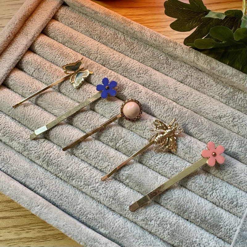Hair Accessories Lot Bobby Pins Gold Tone Floral Whimsy Lot #28