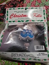 Merri Mac Sapphire And Pearl BLUE Satin Ball Beaded Vtg Christmas Ornament Kit