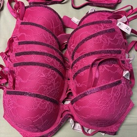 Victoria's Secret Shine Cradle Very Sexy Push Up Bra Hot Pink Lace 18 Pcs Lot