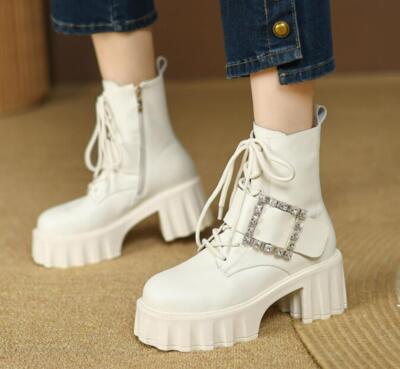 ? Punk Style Round-toe Ankle Boots with Thick Sole Punk Goth Platform Boots: Thick Bottom Round Toe Ankle Boots  main image 3