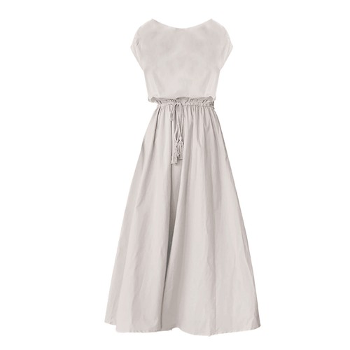 Women Vintage Short Sleeve Dress Cotton Linen Drawstring Waist A Line Long Dress - Picture 50 of 51
