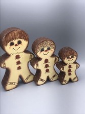 3 Pc Set Wood Painted GINGERBREAD Holiday Display 3 Sizes Tapered Stand Alone