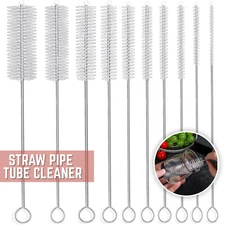 10Pcs Nylon Straw Brush Cleaner Bottle Tube Pipe Small Long Cleaning Set 8inch