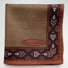 VINTAGE HANDKERCHIEF MEN'S ART HERRINGBONE PLAIN POCKET SQUARE COTTON 17" B0439