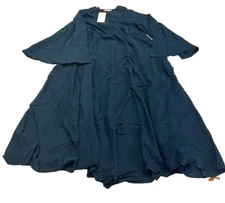 Aab Teal Waist Pleat Abaya Long Sleeve V-Neck Maxi Dress Women's Size L NEW