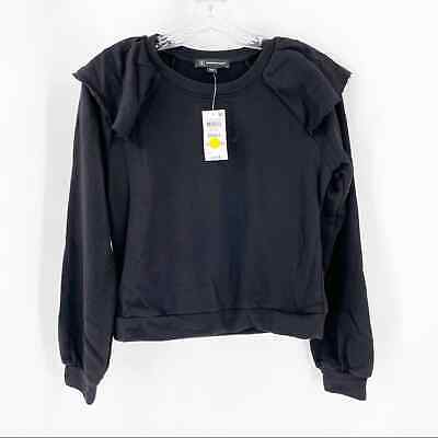 INC International Concepts Black Ruffle Shoulder Sweatshirt | eBay