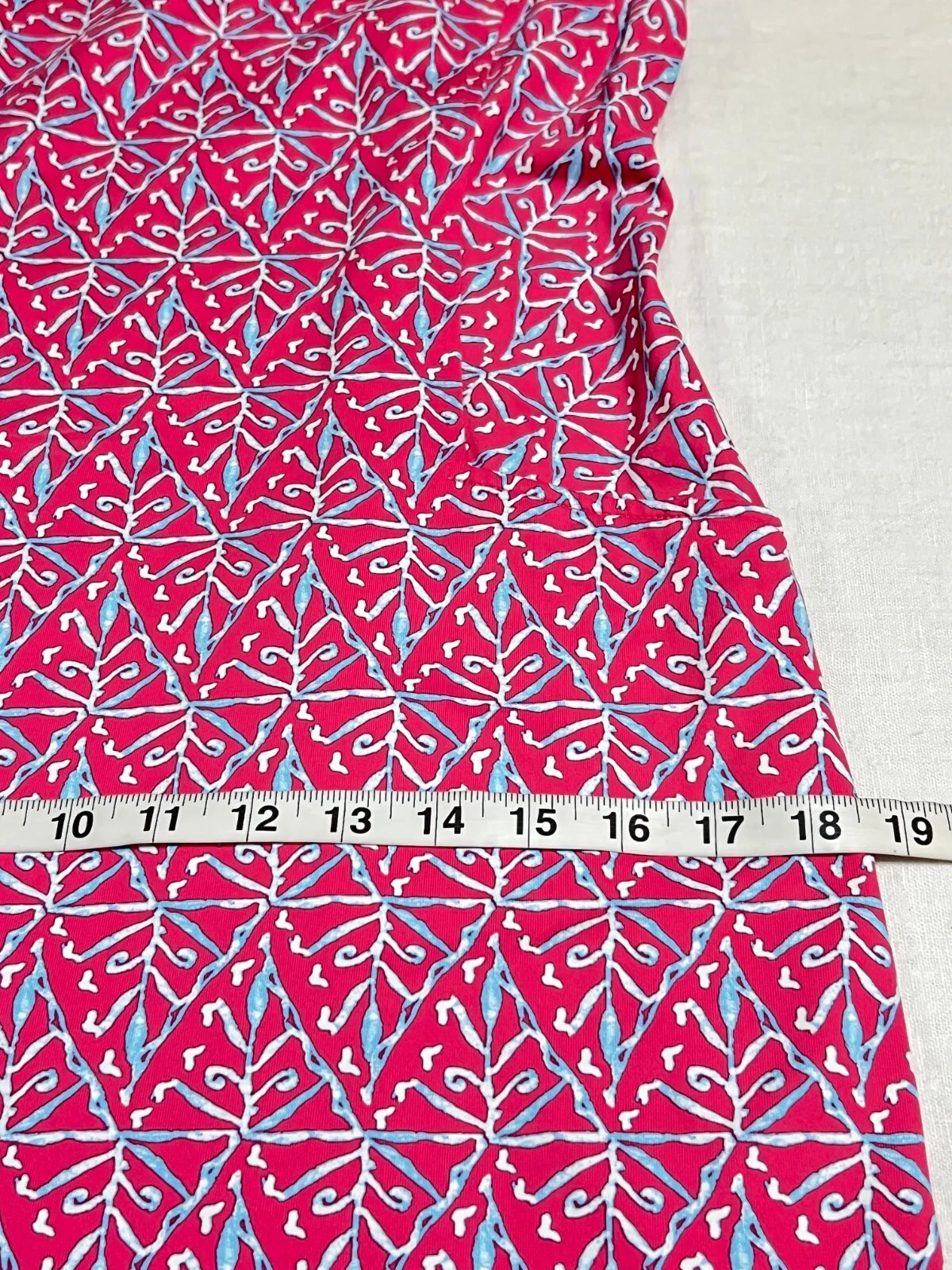 VETEMENTS Abito tubino donna J. McLaughlin rosa blu stampa geometrica taglia small tasche