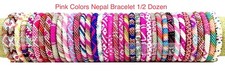 6 PCs Nepal Beaded Bracelets Pink Theme Wholesale Seed Beads Roll over Bracelet