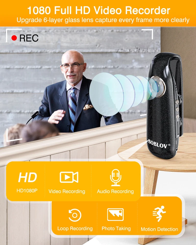 BOBLOV Small Body Cameras 1080P Full HD Mini Bike Cameras Cycling Video Recorder - Image 3 of 4