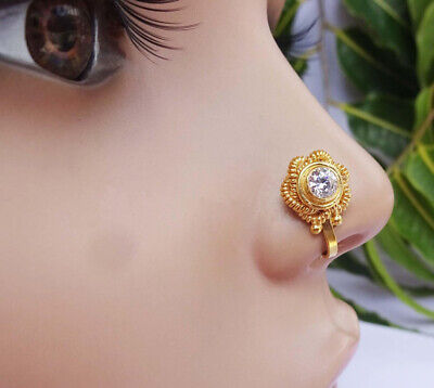 Buy Adwitiya 24 Ct Gold Plated Kundan with Chained Big Nose Ring online