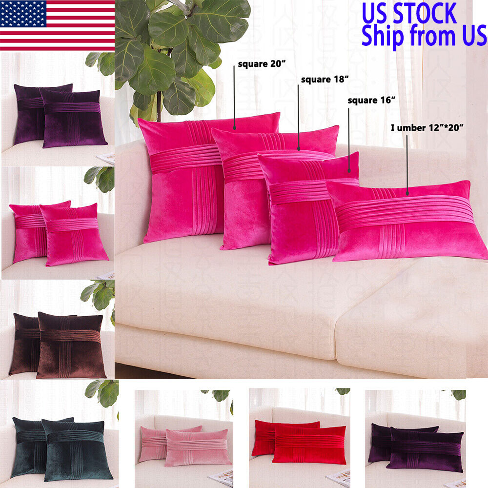 Throw Pillow Cover Set of 2 Sofa Decor Velvet Cushion Cases Throw Pillow Case-image