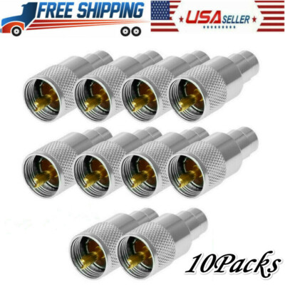 10PCS PL259 Male Solder Connector Plug W/ Reducer for RG8X Coaxial Coax Cable