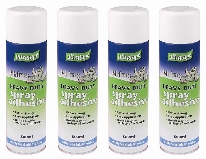 4 x Ultratape Rhino Heavy Duty Adhesive Spray Carpet Leather Upholstery