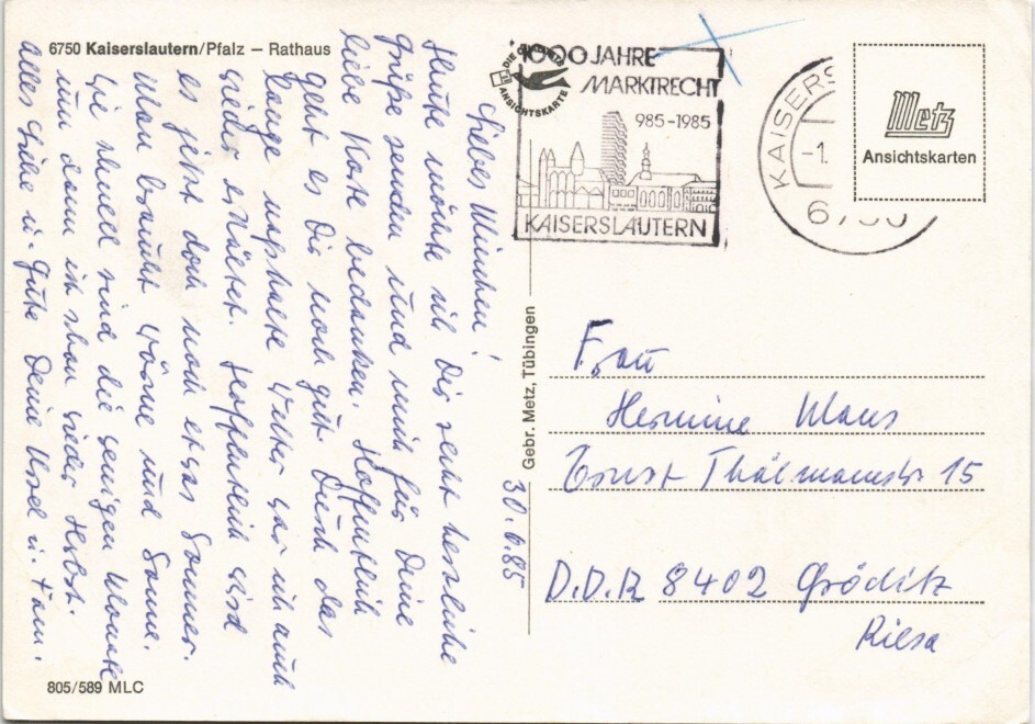Ansichtskarte Kaiserslautern Rathaus Hochhaus Straßen Ansicht 1985 eBay