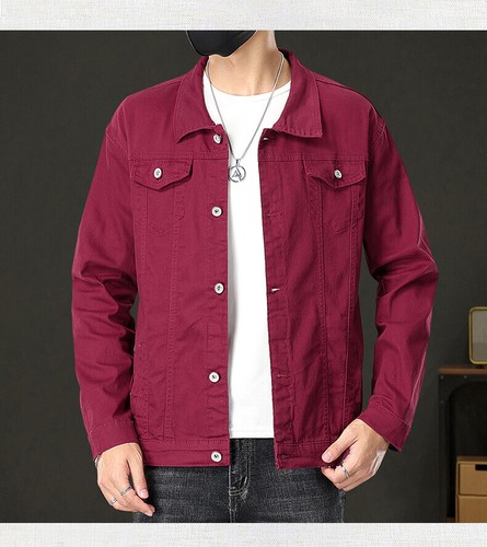 Men Spring Denim Jacket Loose Slim Denim Jacket Clothes Casual Lapel Top - Picture 19 of 27