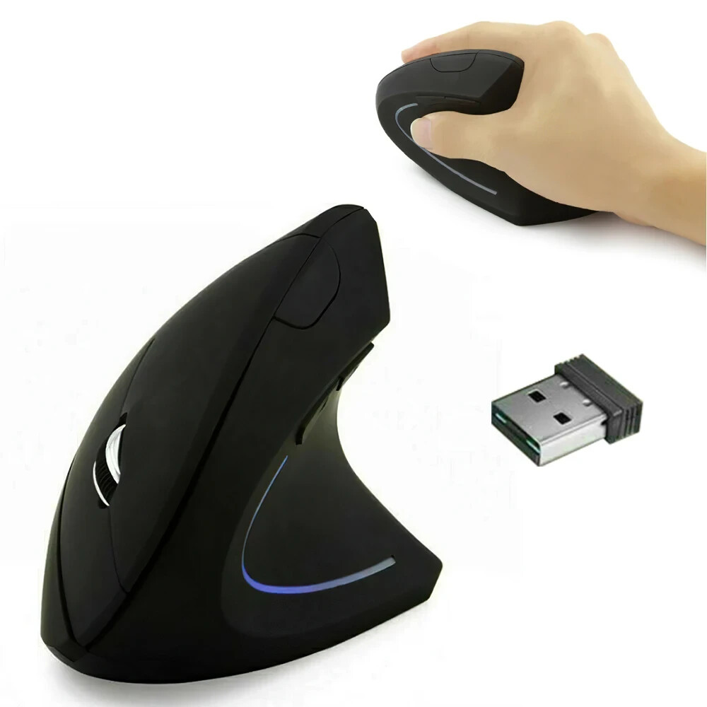 Ergonomic Wireless Vertical USB Mouse for Desktop and Gaming Use-image