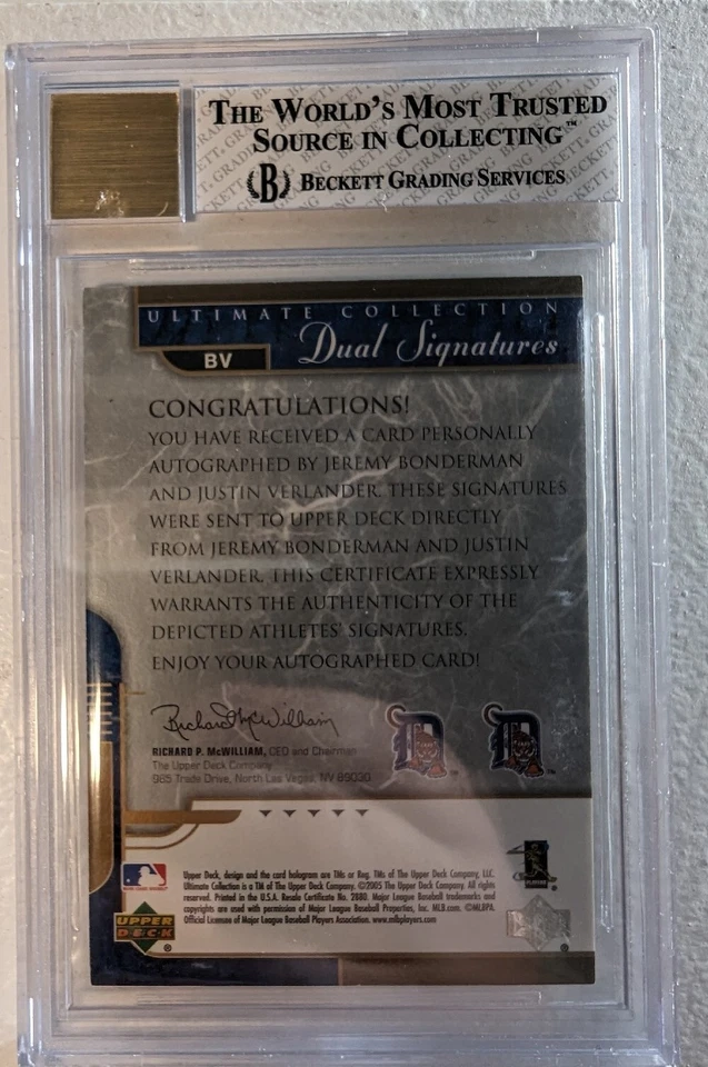 Ultimate Collection 2005 doble BV Justin Verlander radiocontrol automático/25 BGS 7,5 Bonderman Foto 2 de 4