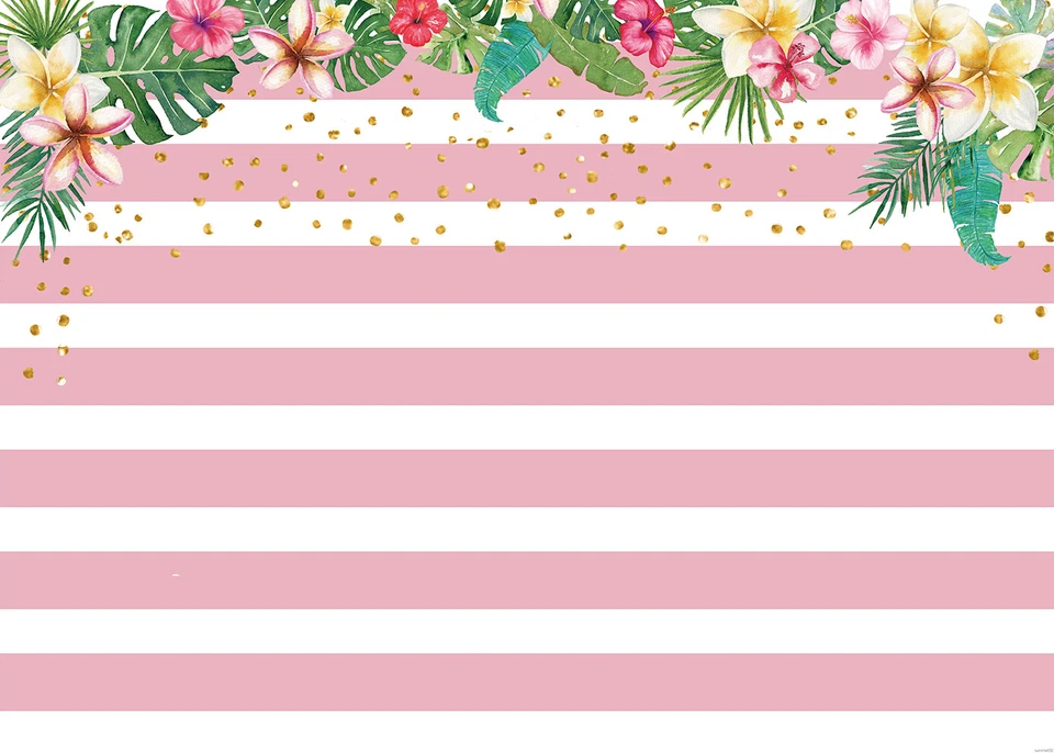 Telón de fondo de flamenco a rayas rosas y blancas niños niñas fiesta de cumpleaños decoración telón de fondo Foto 4 de 4