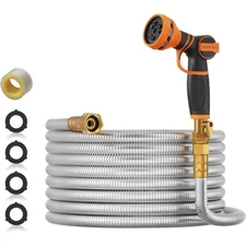 Giraffe Tools 5/8" x 25/50/75/100ft 304 Stainless Steel Metal Garden Water Hose