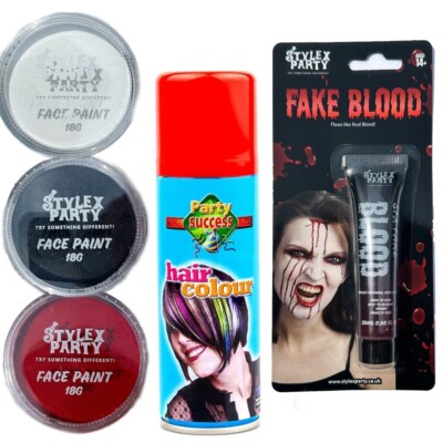 Komplettes Halloween Gesichtsfarbe SFX Set Haarspray Kunstblut Konvolut Kit Vampir