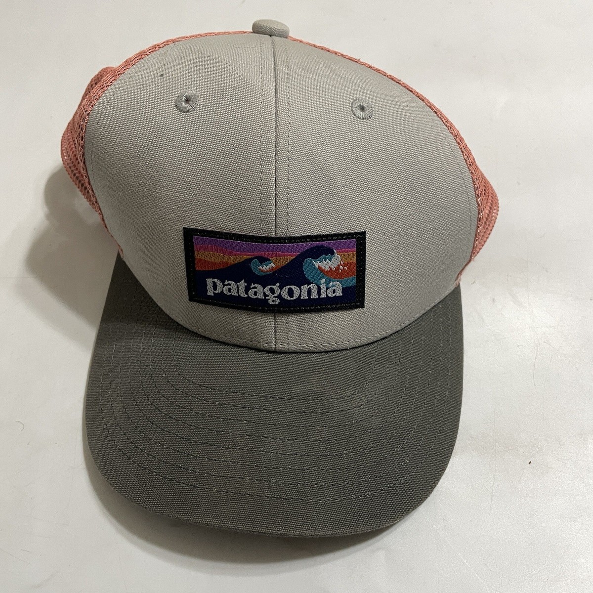 Patagonia Orange Brown Gray Mesh Snapback Adjustable Trucker Hat