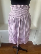 Beautiful Vintage Hand Smocked Sewn Half Apron Purple White Gingham
