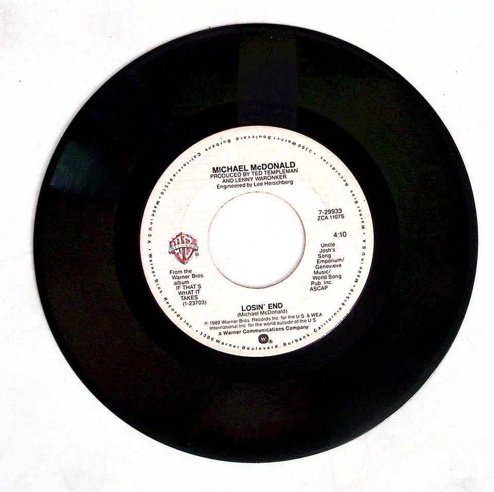 MICHAEL MCDONALD – I KEEP FORGETTIN' / LOSIN' END WARNER BROS REC VINYL 45 80-64 - Image 2 of 3