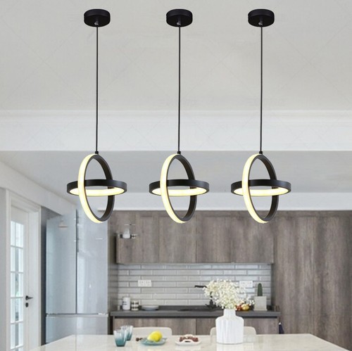 3X LED Pendant Light Black Chandelier 