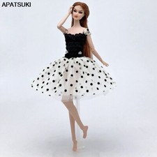 Black White Lace Polka Short Tutu Dress for 11.5" Doll Gown Outfits Clothes 1/6
