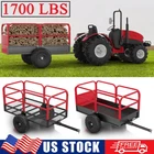 Heavy ATV Trailer Steel Tow Behind Dump Cart 1700LBS 17 Cu ft w/ Removable Sides