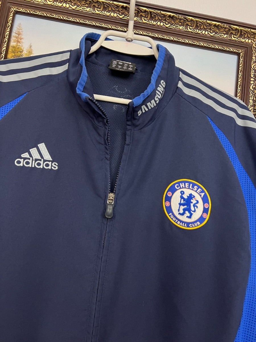 Vintage Adidas Chelsea Football Train Jacket Soccer Blue Track Top