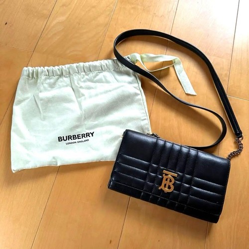 BURBERRY Lola Leather Chain Wallet Black Gold