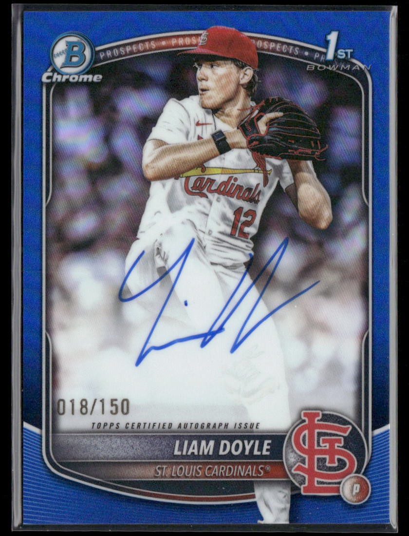 2025 Bowman Draft Liam Doyle Chrome Prospect Autographs Blue Refractor #/150
