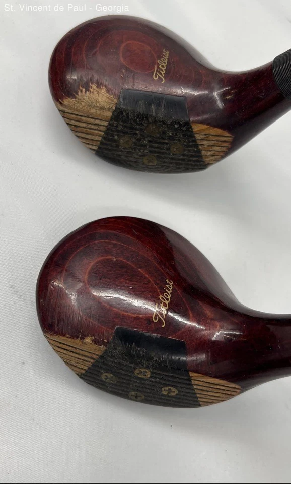 Vintage Titleist Acushnet Persimmon Wood Set RH 1-3-4-5 Steel Regular D2 A2AR5A - Image 3 of 4