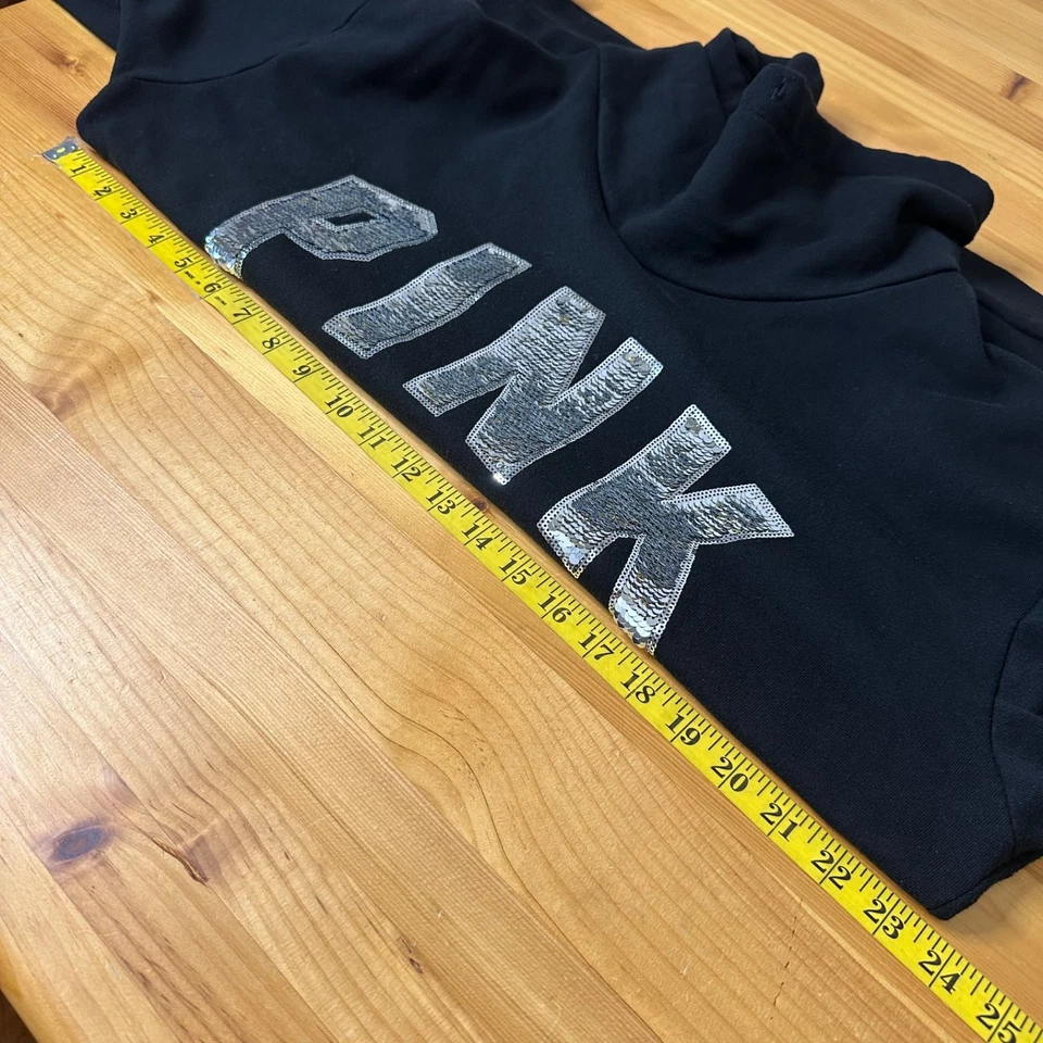 Victoria Secret PINK Rainbow Bling Sequin Sweatshirt Colorful Funnel Neck L - Image 3 of 4