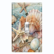 Metal Light Switch Outlet Cover Wall Plate Beach Ocean Seashells Decor OCN114