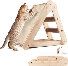Sisal Cat Scratcher Board,Triangular Cat Scratch Ramp with Climbing Ladder,Woode