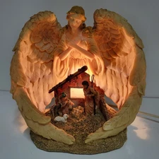 Lighted Angel Nightlight  Christmas Nativity Manger Scene Vintage Sculptured