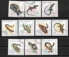 1965 Romania Sc1719-25 complete Reptile set of 10 CTO