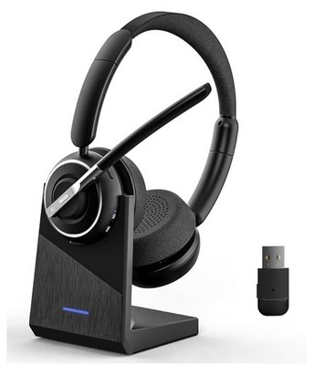 PrancyBt KH120 Wireless Bluetooth Headset Noise Cancelling Boom Mic Black USB