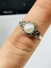 Vintage silver and cultured white pearl ring UK size O/P NOS